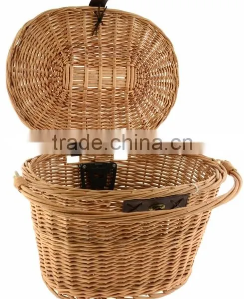 Wholesale Willow Wicker Basket Oval Sundries Storage Basket With Lid and Handle photo-2