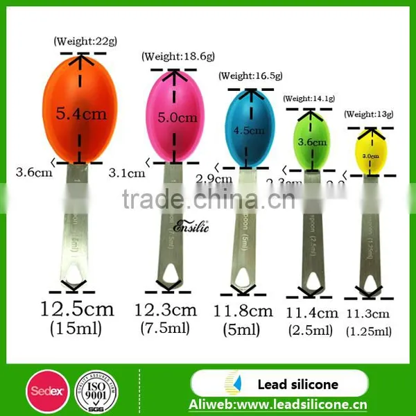 Multifunction Silicone Kitchen Tools / Different Volume 15ml, 7.5ml, 5ml, 2.5ml,1.25ml Silicone Measuring Spoon photo-2