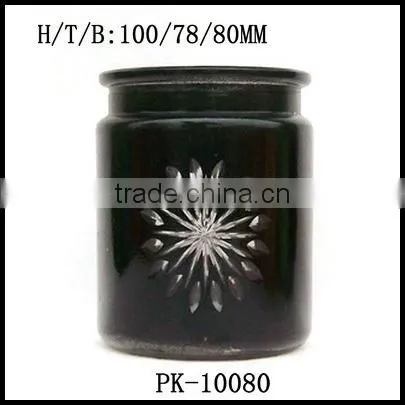 Cylinder Hand Cut Black Home Used Glass Candle Container photo-5