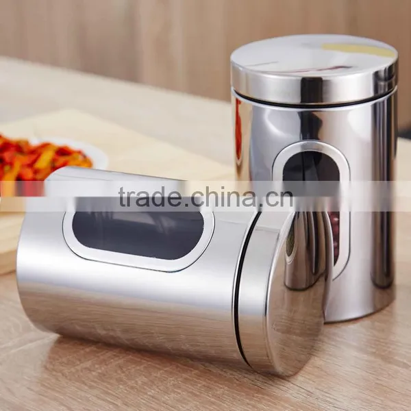 Custom Stainless Steel Tea Coffee Candy Storage Canister With Window photo-2