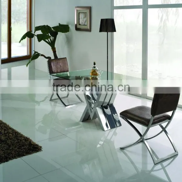 TH318 Modern Design Simple Square Dining Table With Glass Top photo-2
