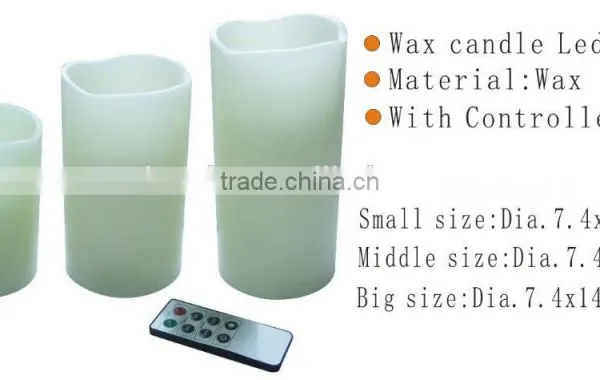 Decorative remote controlled plastic flameless 3pcs battery operated led candle set