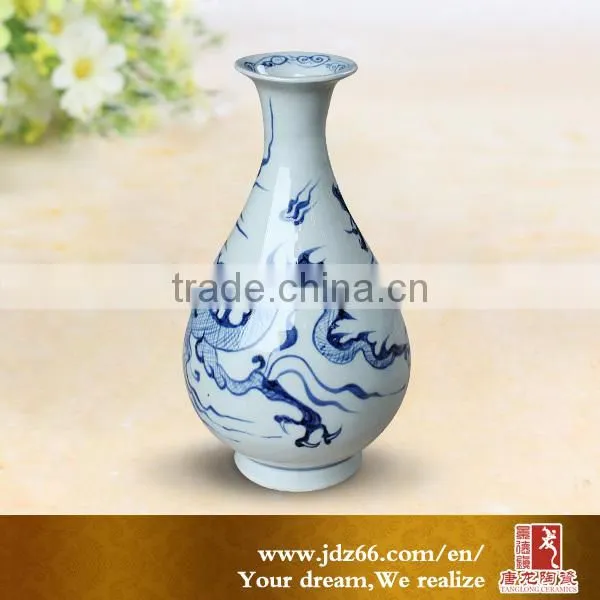 Wholesale 24cm High Blue and White Ceramic Material Porcelain Flower Vase for Home Decoration photo-2