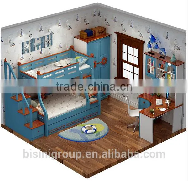 Color Life Mini Children Kid Bed Furniture Wooden Bunk Bed Set for Twins Bedroom Room photo-2
