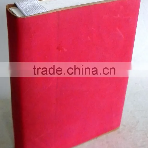 Pocket Handcrafted Leather Writing Journal With Handmade Paper 5x3.5 - Leather Log - Red photo-2