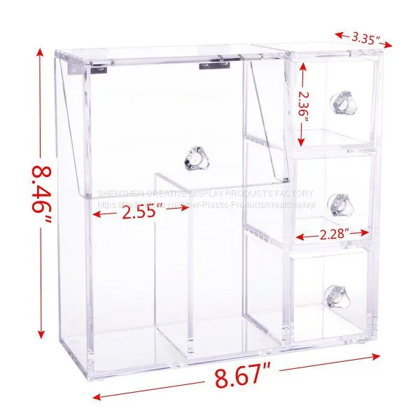 Acrylic Brush Holder Lipstick Puff Drawer Dustproof Box photo-2