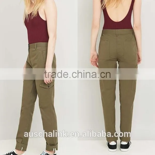 New Arrival Custom Lady Popular Khaki Funny Cargo Trousers photo-6