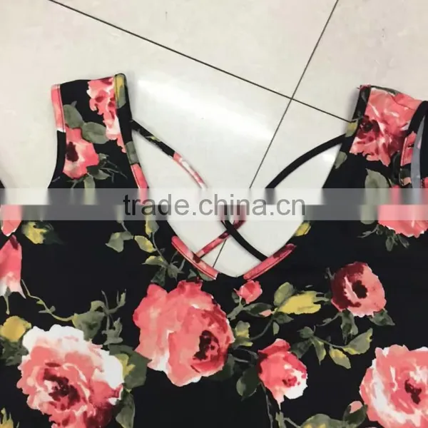 Women Low Price Sexy Cold Shoulder Floral Print Tight T-shirt photo-3