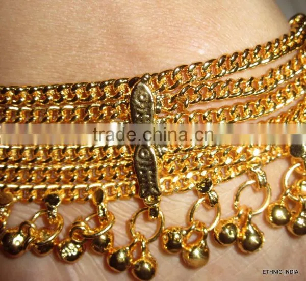 GOLD Tone Chain ANKLET PAYAL Foot Bracelet photo-4