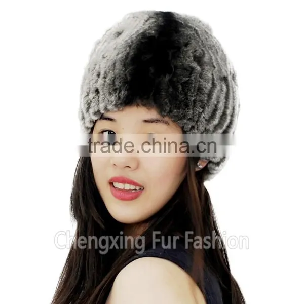 CX-C-240A Winter Hand Knitted Rugby Genuine Rex Rabbit Fur Knit Fur Hat photo-4