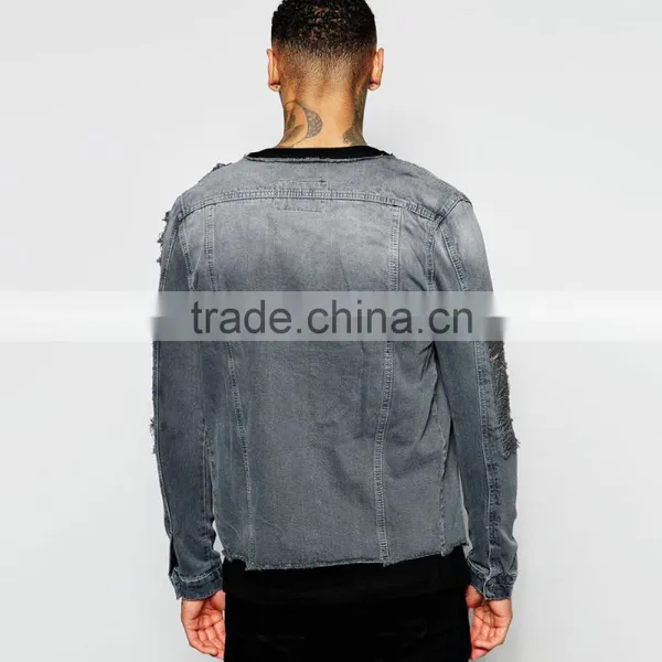 Cool Ripped Cheap Windbreaker Jacket With Button for Men 2016 photo-2