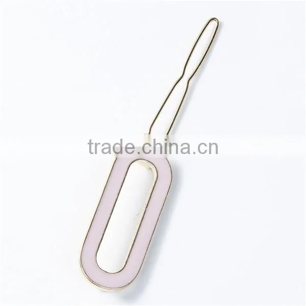 Fashion Popular Rectangle Gold Plated Pink Enamel Woman Hair Clip photo-2