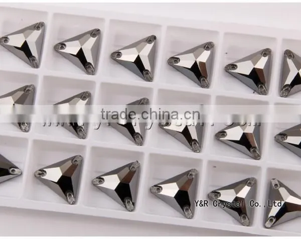 YR3270 Triangle Sew on Stone Flatback Glass Crystal Jet Hematite photo-4