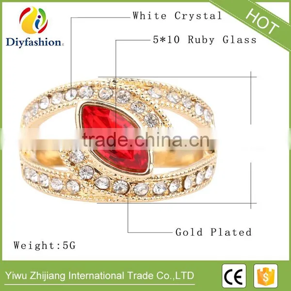New Fashion Jewelry Beautiful Gold Crystal Rings For Women Love Engagement Ring Wedding Party Gift photo-6