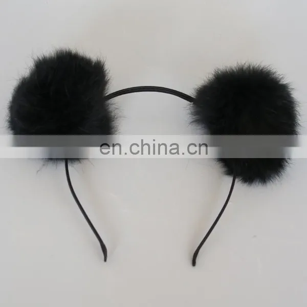 8cm Real Rabbit Fur Ball Hairband for Girl Lady Fashion Handmade Fur Accessories photo-3