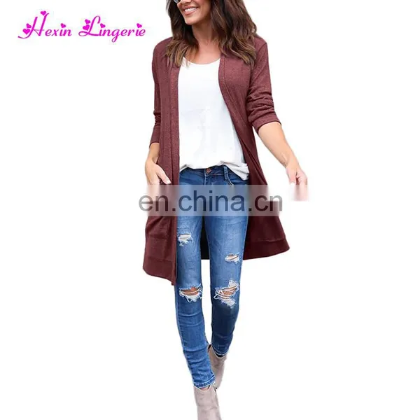 Knitting Sweaters Outerwear Pocket Long Women 2017 Latest Design Cardigan photo-3