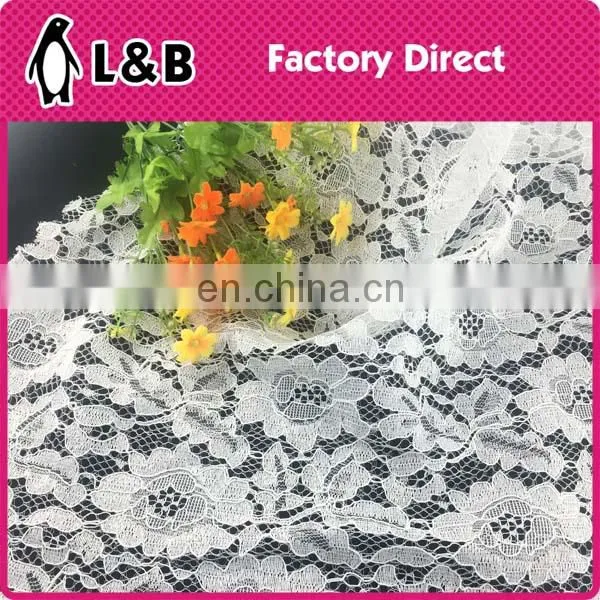 Flower Embroidered White Fabric Cord Lace photo-2