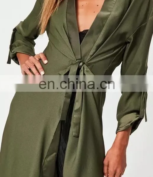 Hotsales Nice Army Green Fashion Pant Design Coat for Ladies Long Style Coats Parka photo-2