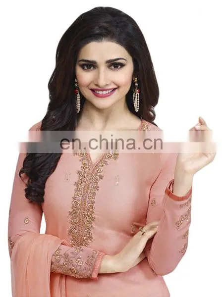 Party Wear Salwar Kameez With Patiala Pant / Palazzo Pant Style / Straight Cut Style Semi-Stitched Dress Material (salwar Kameez photo-4