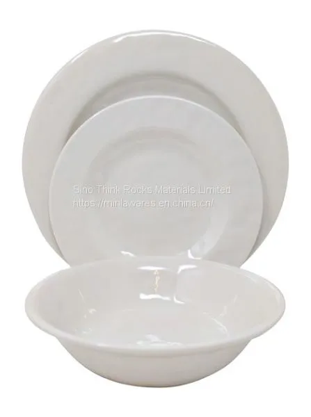 China Manufacturer Retro Rust Design Melamine Iran Dinner Sets Yellow Dish Gold Plastic Plate Set photo-3