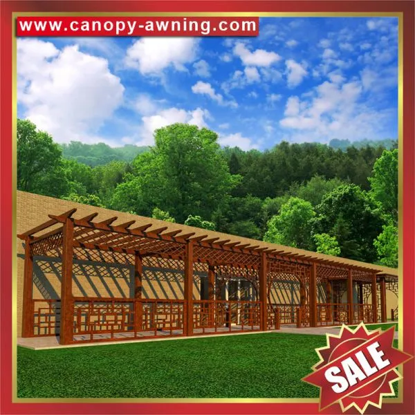 Outdoor Sunshade Wood Look Aluminium Alu Aluminum Metal Gazebo Grape Trellis Pergola Shelter Canopy Supplier photo-4