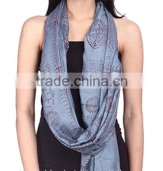 Stole Om Print Yoga Hindu Spiritual Rayon Dupatta Scarf Scarves Wholesale Amazon FBA Suplier photo-3