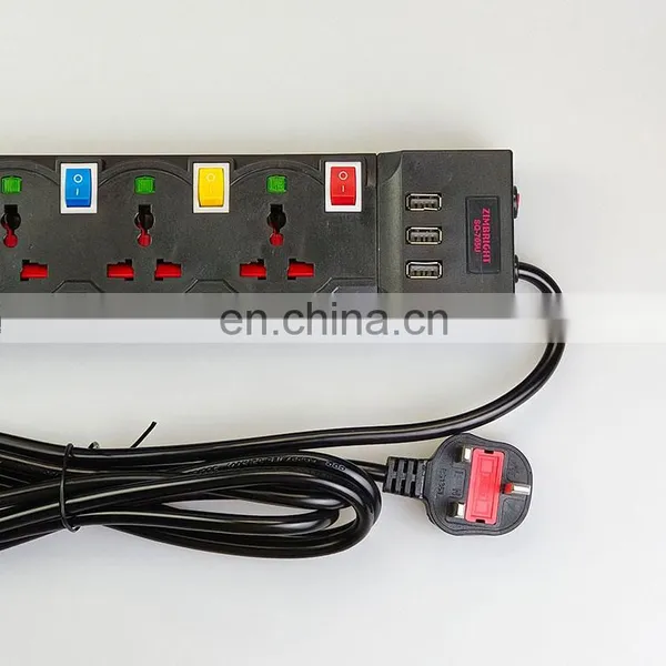 High Quality Black Power Socket 13A Outlet Power Electrical UK Standard Extension Socket Independent Switch With Usb Socket photo-5