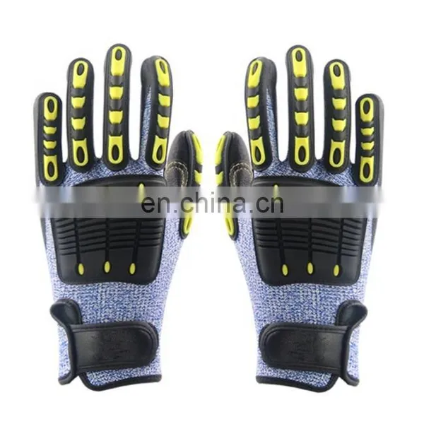 Heavy Duty Industrial TPR Anti Impact Leather Cut Resistant Oil Field Mechanic Safety Working Gloves For Men photo-4