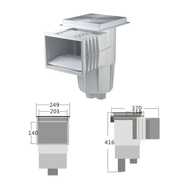 High Quality Swimming Pool Filtration Plastic Fitting Standard Wide Mouth Pool Skimmer ABS Wall Skimmer for Water Treatment photo-3
