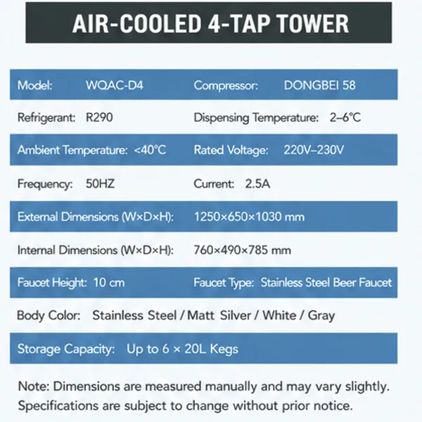 4-Tap Air-Cooled Cabinet Beer Dispenser photo-2