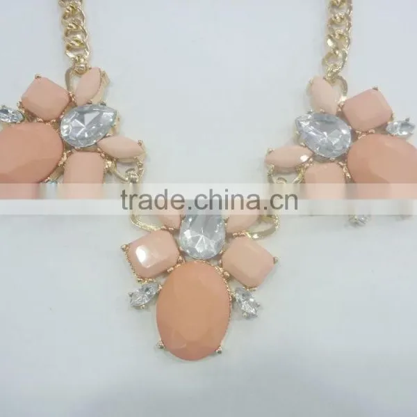 FASHION PINK TONE STATEMENT NECKLACE EARRING SET photo-2