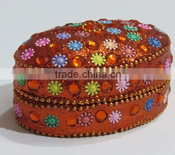 Handcrafted Trinket Oval Box Antique Jewelry photo-4