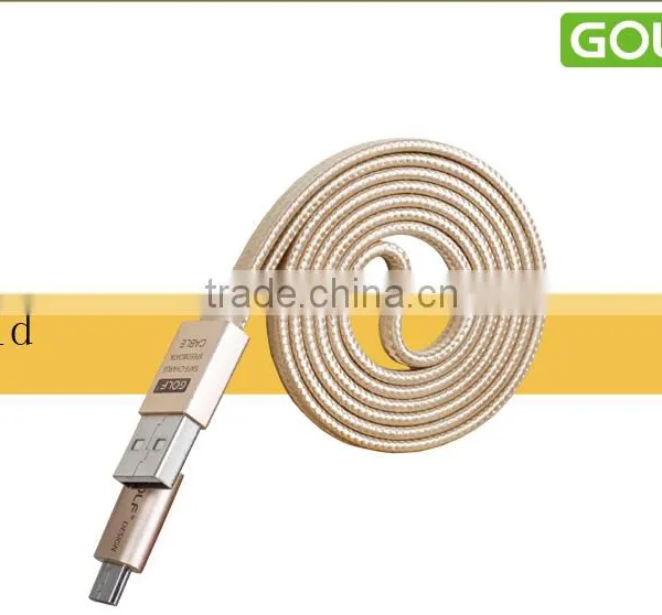 GOLF Micro Metal Flat Cable 2.1A Weave Noodle Fast Charge and Data Cable for Android Mobile Phone photo-2