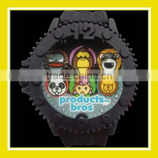 2016 Hot Sell Products Bros Family Unisex Waterproof PVC Band Rubber Wrist Black Watch