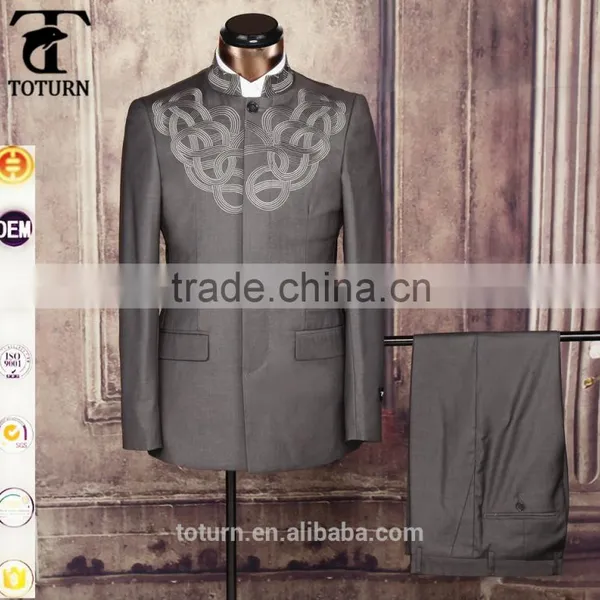 China Gold Supplier New Arrival Chinese Style Hand Made Formal Wear Two Pieces Rayon Wedding Dress Suits For Men