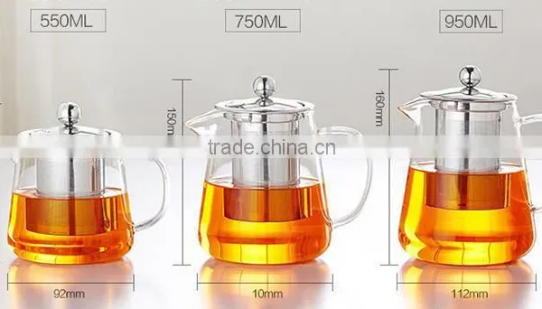 FDA Certified Borosilicate Glass Tea Pot With Stainless Steel Filter photo-3