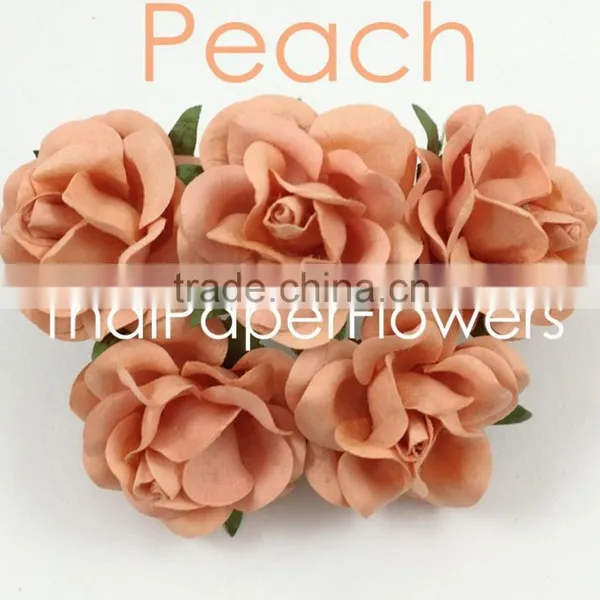 Peach,Large Handmade Mulberry Paper Flower, Wedding Party, Scrap-booking Crafts