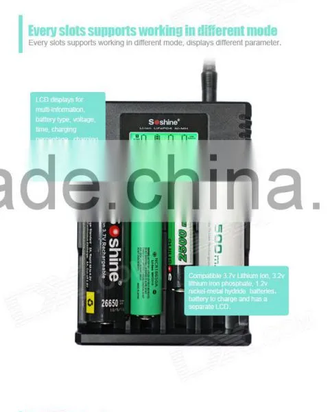 Best Ni-MH, NiCd, Lithium Ion Battery Charger LCD Soshine SC-H4 Battery Charger for 18650 26650 16340 16400 AA AAA Battery photo-6