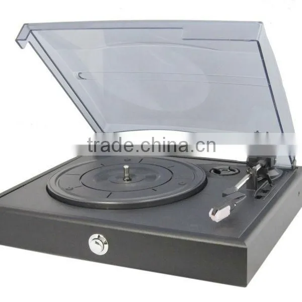 Retro Wooden Turntable Player With Pvc Veneered