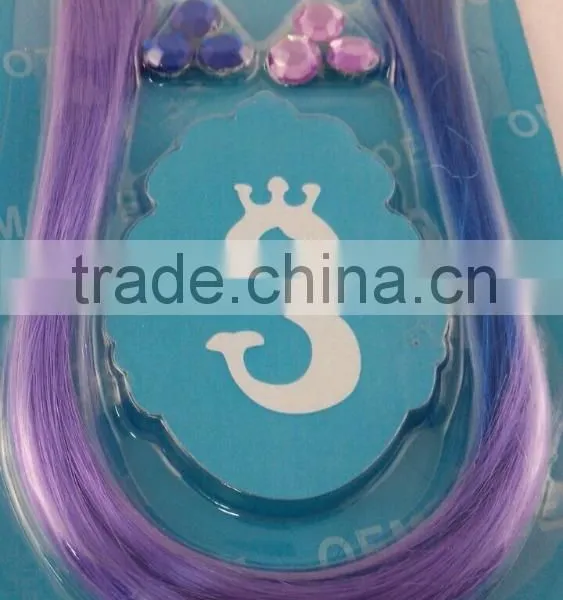 Promotional Gift Purple Wig With Velcro Hair Accessory Strands Set for Girls photo-2