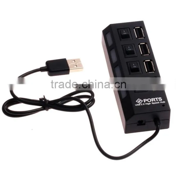 4-Port USB 2.0 Hub With Individual Power Switches and LEDs
