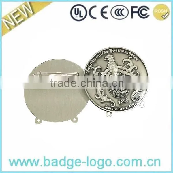 Antique Silver Novelty Custom Round Lapel Pin photo-2