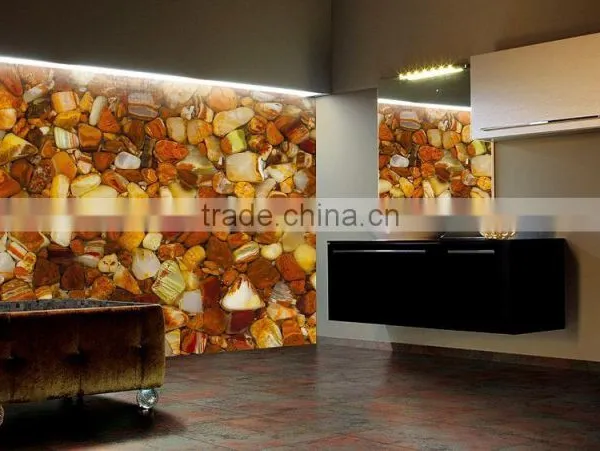 Surface Finish Polished Artificial Pebble Stone Sheet, Bathroom Wall Panel photo-2