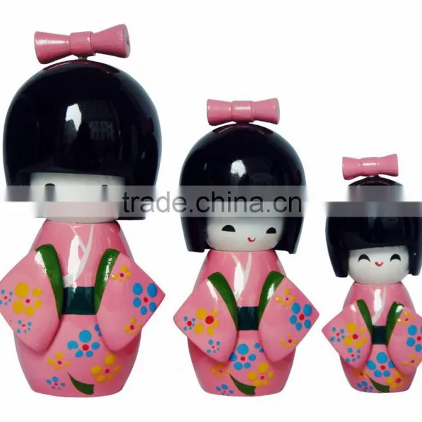 Pretty Wooden Kokeshi Japanese Baby Dolls for Sale photo-4