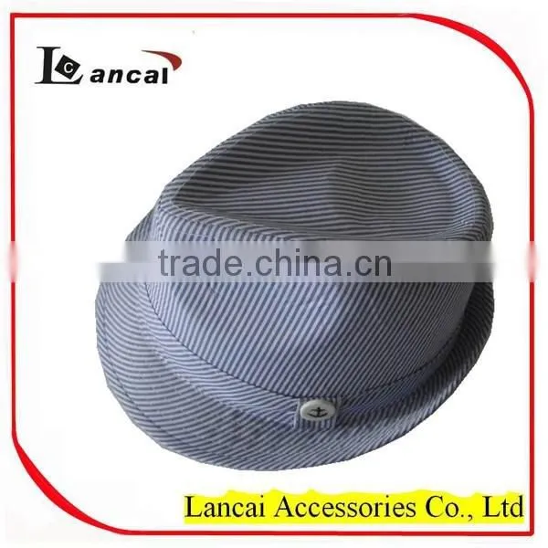 2016 Wholesale Navy and White Stripe Mens' Trilby Hat