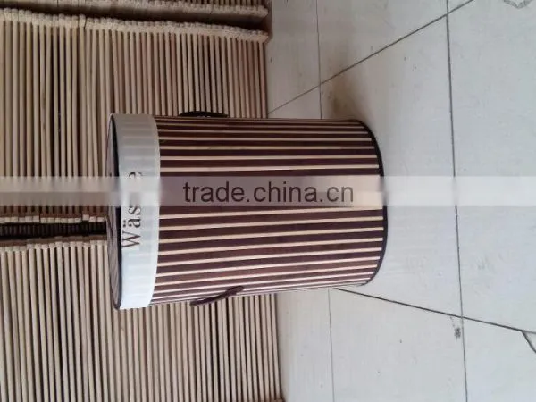 Rectangle Brown Foldable Bamboo Hamper Woven Lined Laundry Basket