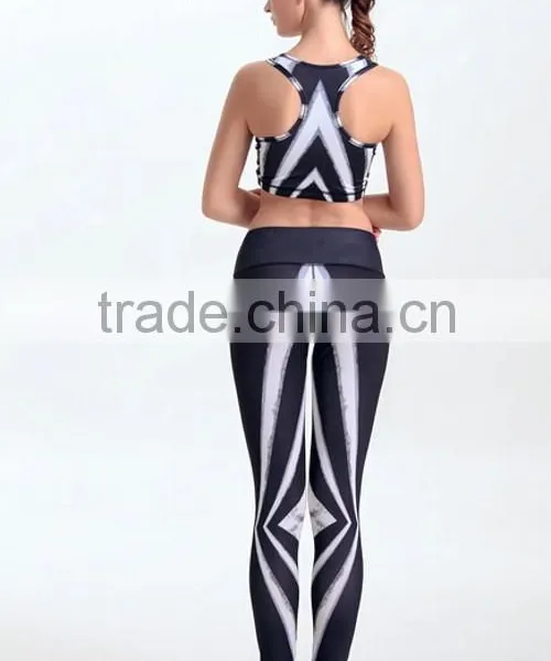 Black And White Girls Yoga Pants Graceful Spandex Girls Yoga Pants photo-3