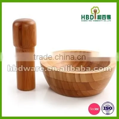Best Selling Premium Fashion Bamboo Wooden Mortar and Pestle Set photo-2