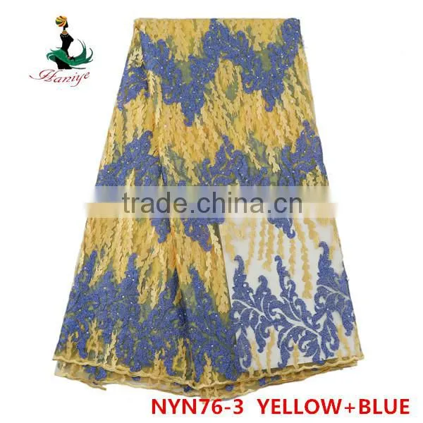 2016 Wholesale Embroidery Tulle Lace Fabric Nigerian French Net Lace for Wedding Dreeses /NYN76 photo-3