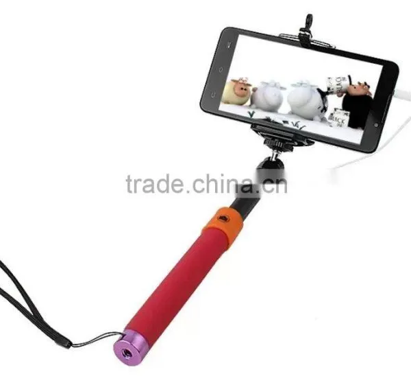 (sl) Extendable Handheld Monopod Audio Cable Wired Palo Selfie Stick For Iphone 6 Plus 5s 4s Samsung Android photo-6